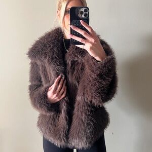 Women's Brown Faux Fur Coat Size Small